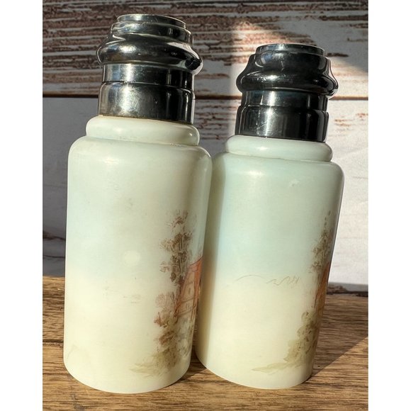 Antique Rare 1880's CF Monroe Mount Washington Salt& Pepper Shakers Screw on Lid - Picture 2 of 9